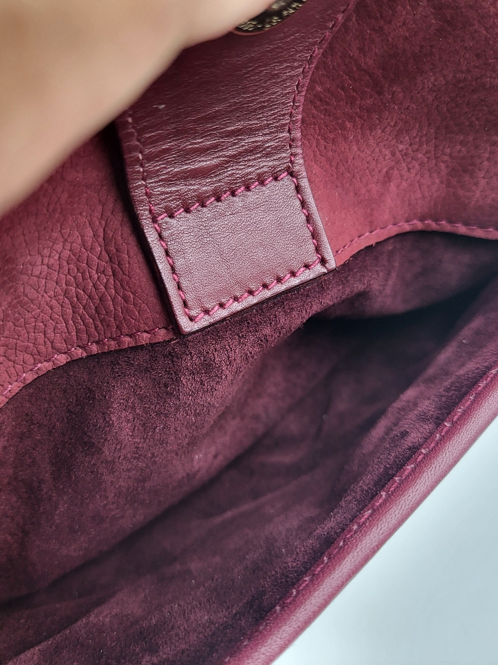 Gucci Suede Leather Crossbody Purse Bordeaux Italy, Authentic w/COA..RareVintage - Picture 9 of 16